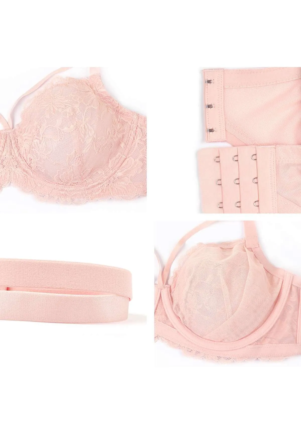 Pretty In Petals Baby Pink Unlined Strappy Lace Bra