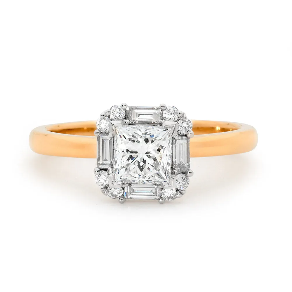 Princess and Baguette Cut Diamond Ring