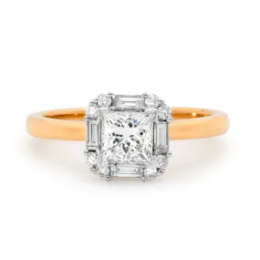 Princess and Baguette Cut Diamond Ring