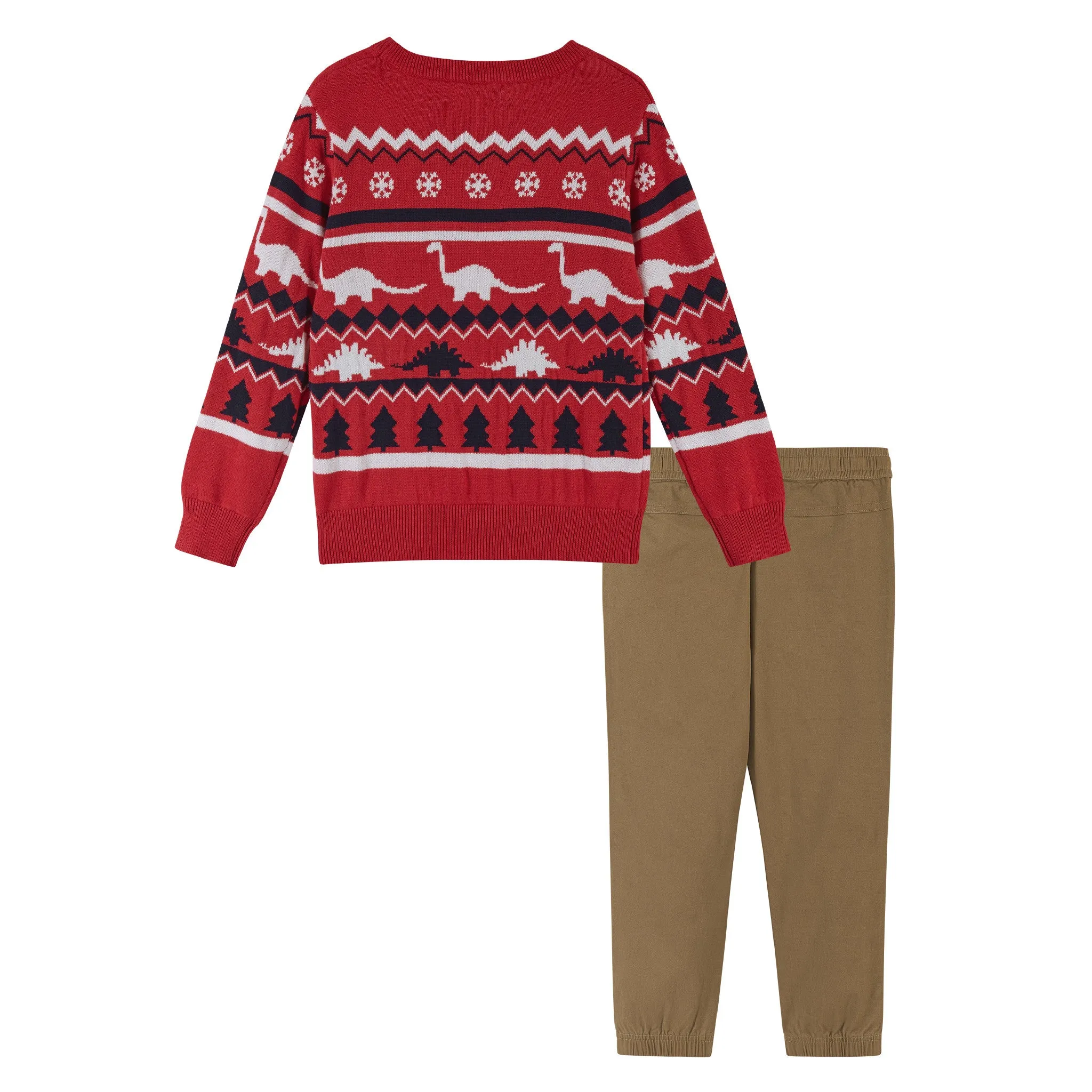 Red Dinosauric Holiday Sweater Set