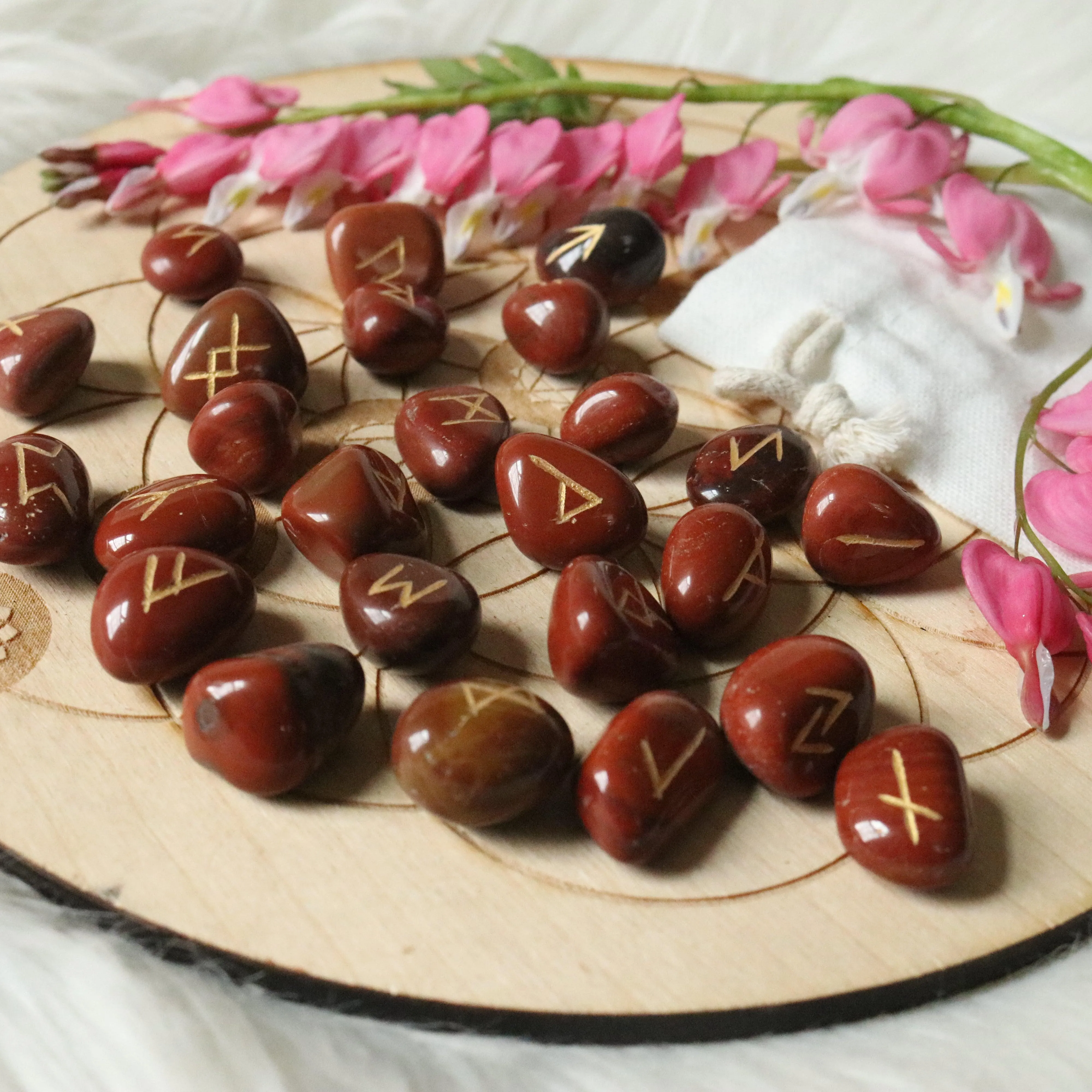 Red Jasper Rune Stone Set