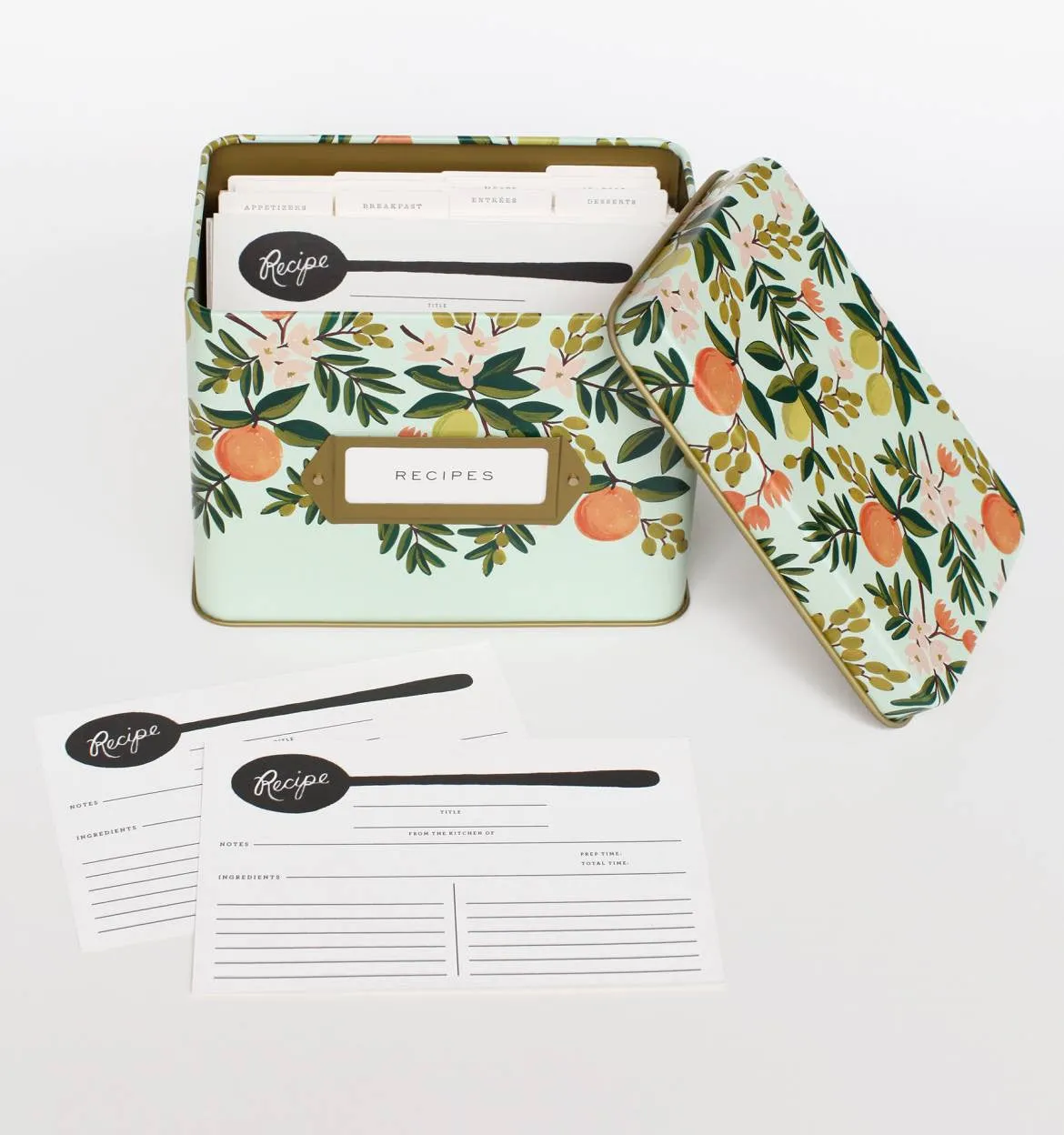 Rifle Paper Citrus Floral Tin Recipe Box