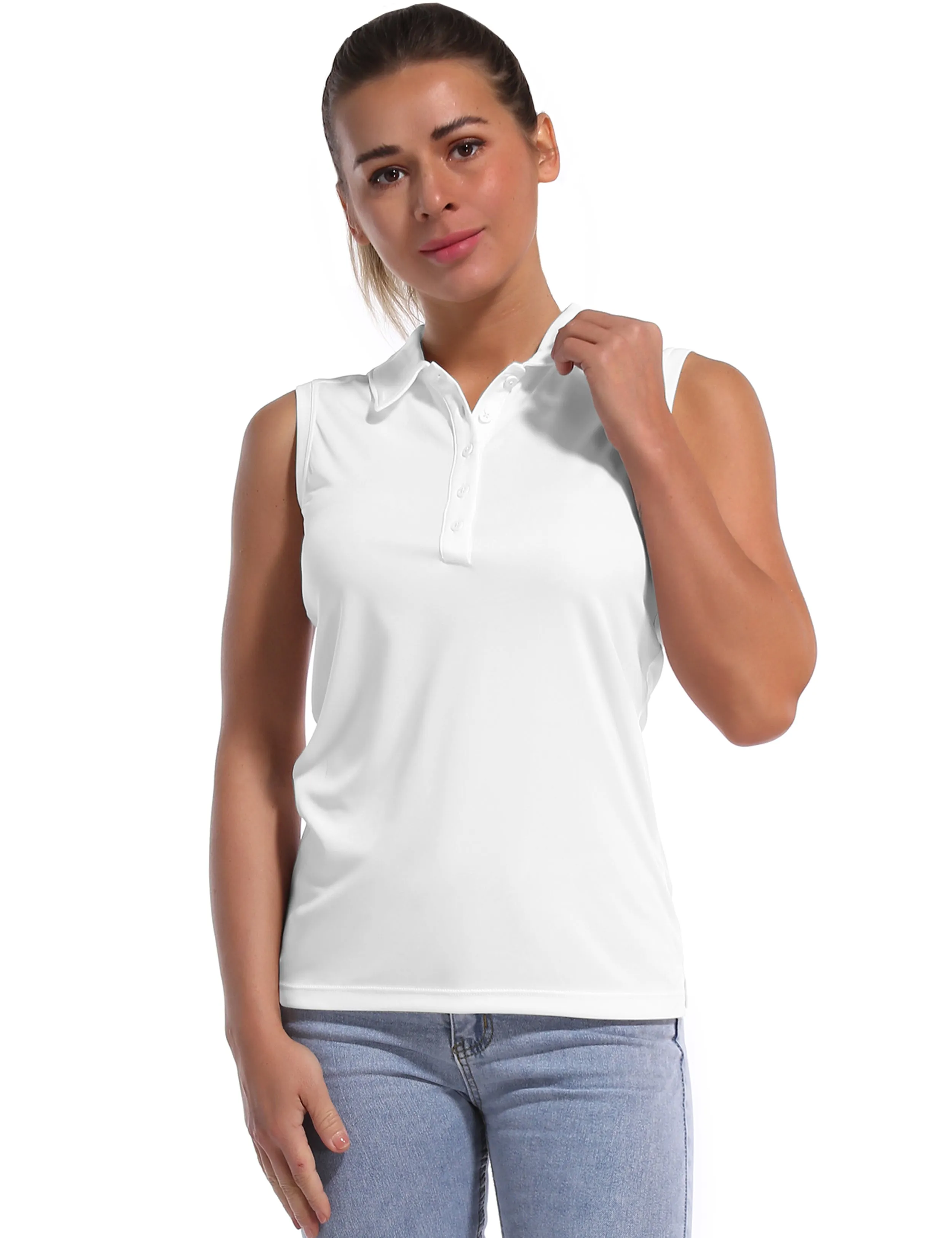 Sleeveless Slim Fit Polo Shirt white ins