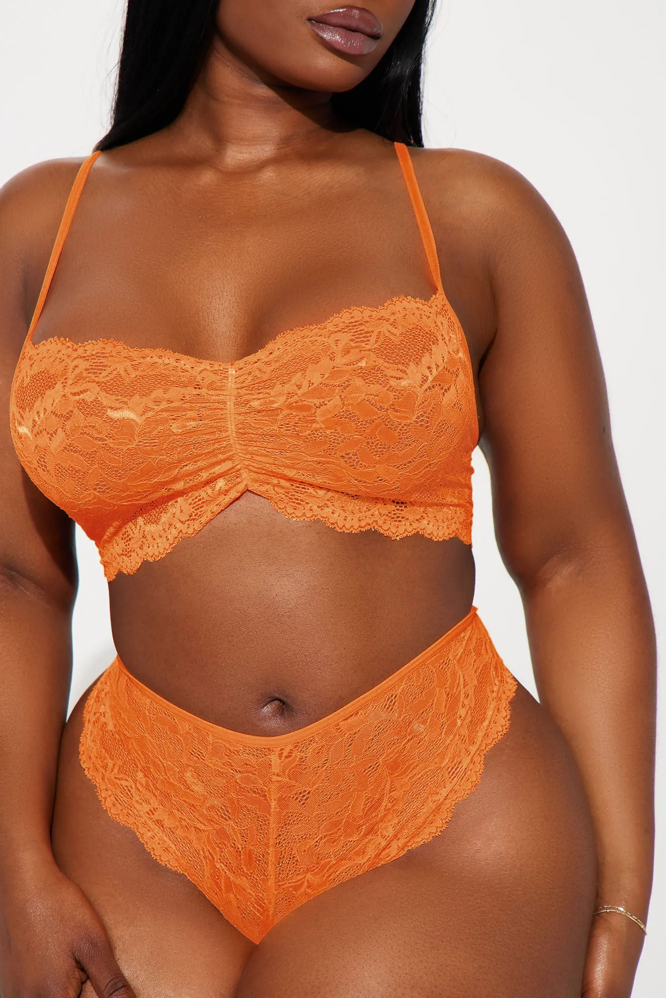 Sultry Moments Lace Cheeky 2 Piece Set - Orange