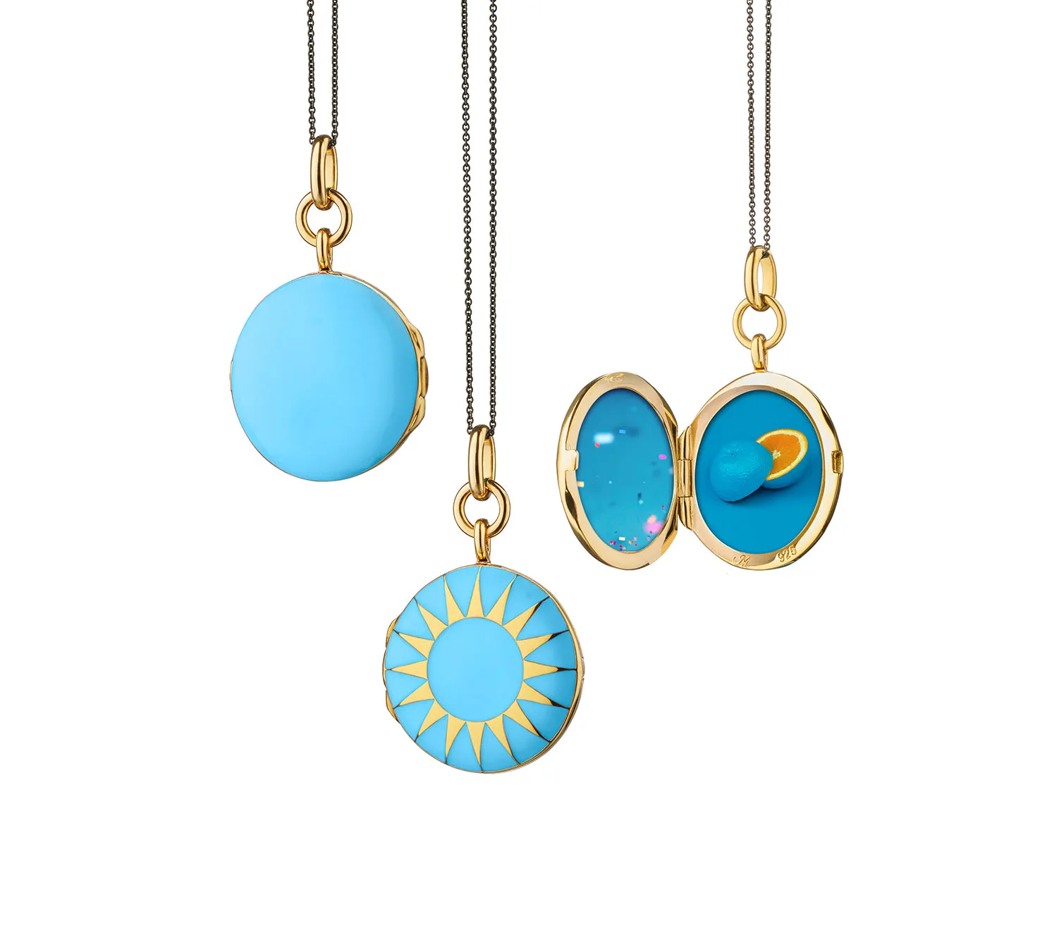 Turquoise Enamel and Vermeil Round Locket