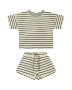 Waffle Tee   Shorts Set – Spruce Stripe